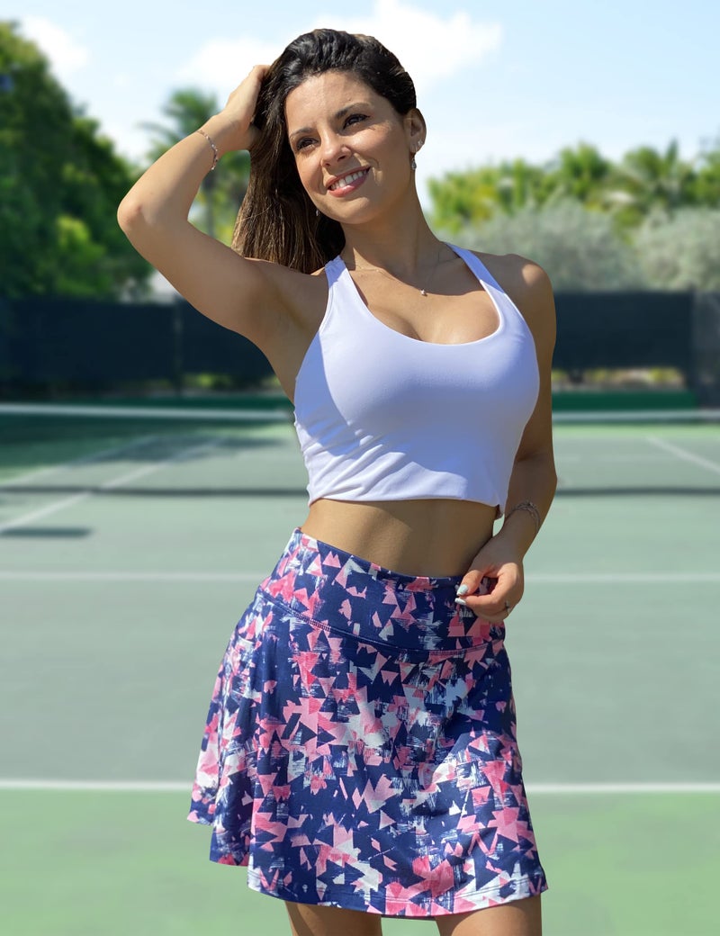 Fulbelle Tennis Skirt, Golf Skirts for Women with Pockets Athletic Skort High Waist Active Running Workout Skorts Casual Summer Navy Blue Medium - Image 5